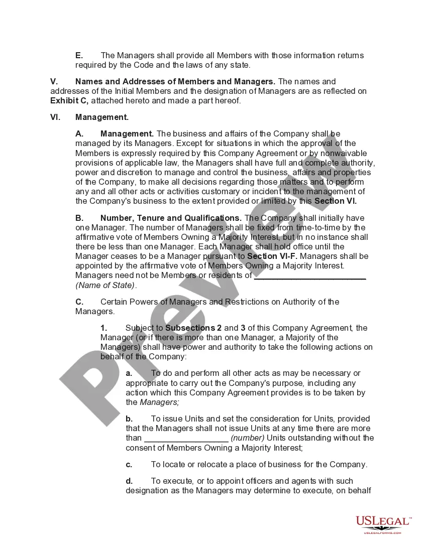 Preview Manager-Managed Limited Liability Company with One Manager