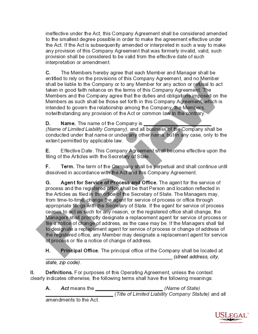 Preview Manager-Managed Limited Liability Company with One Manager