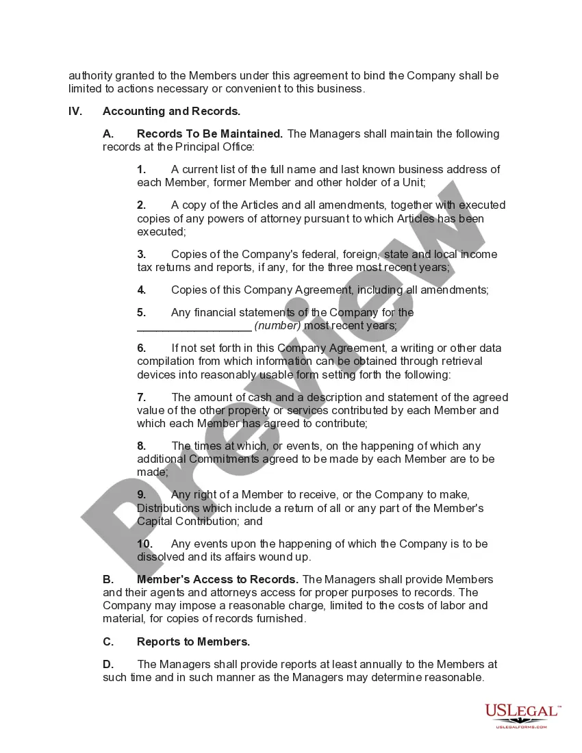 Preview Manager-Managed Limited Liability Company with One Manager