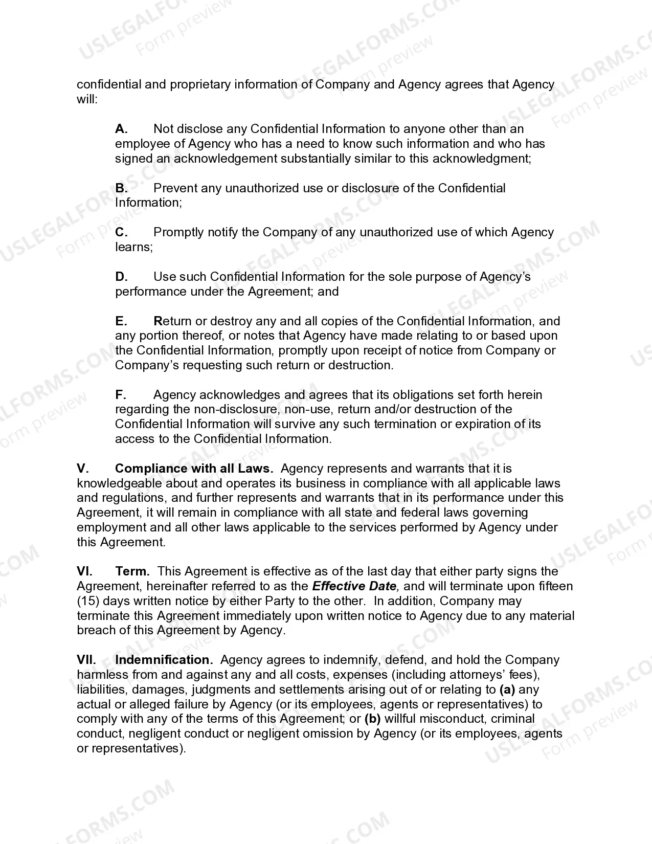 Preview Agency Staffing Agreement