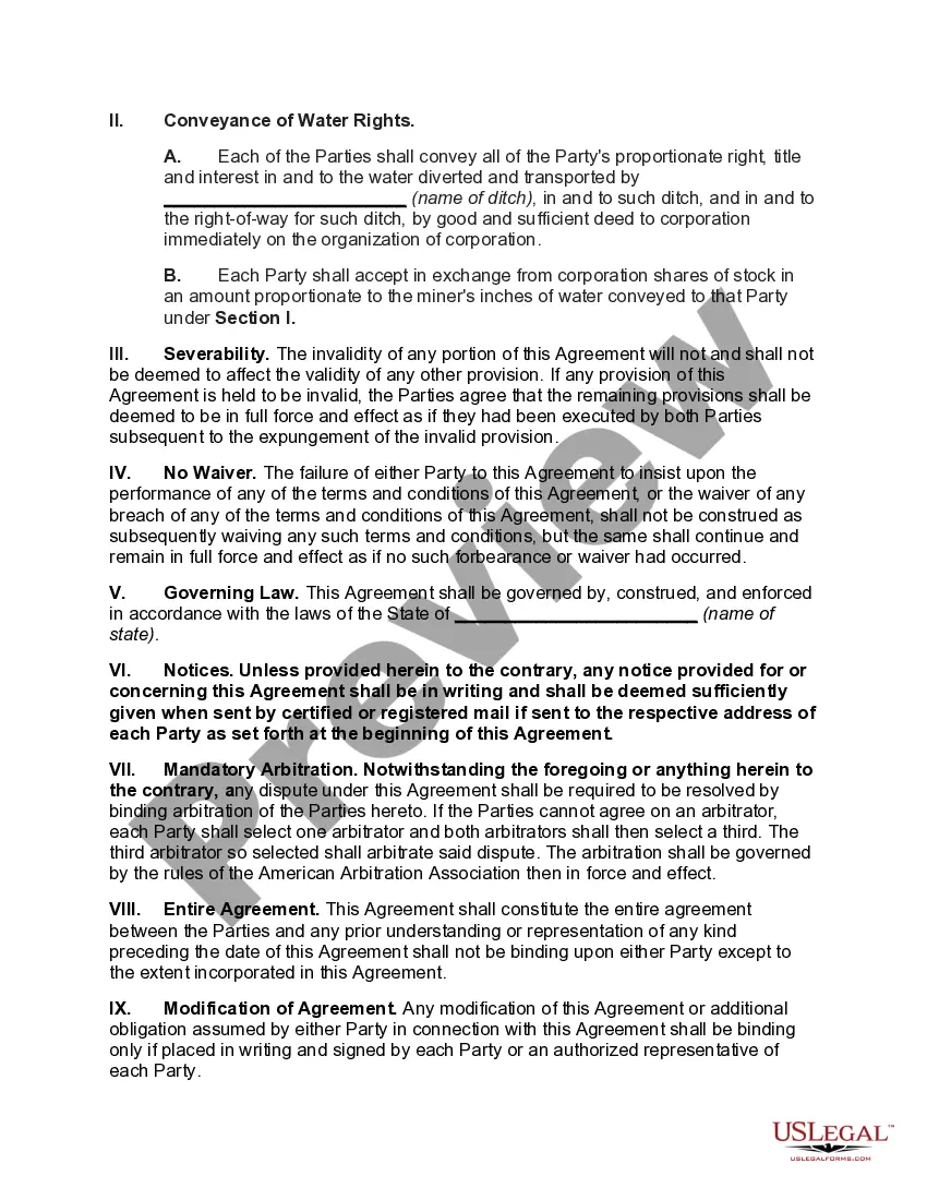 Preview Agreement to Construct Ditch