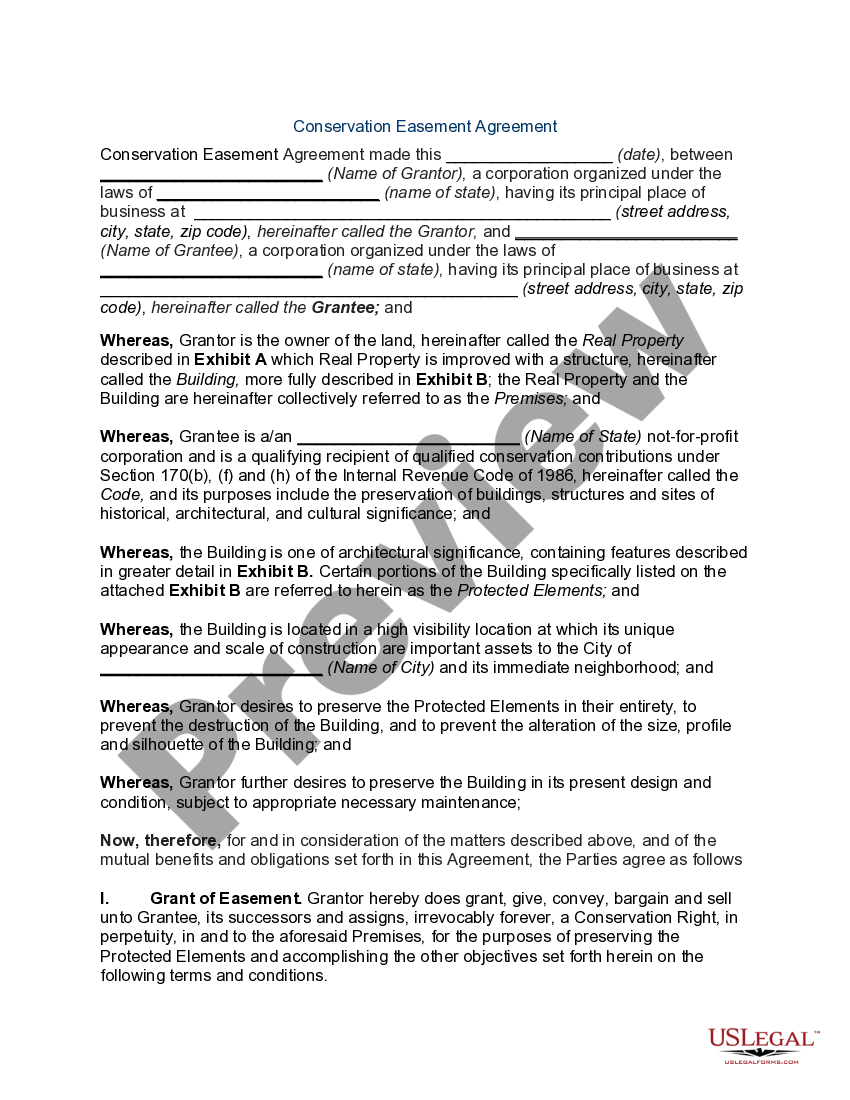 Conservation Easement Agreement US Legal Forms
