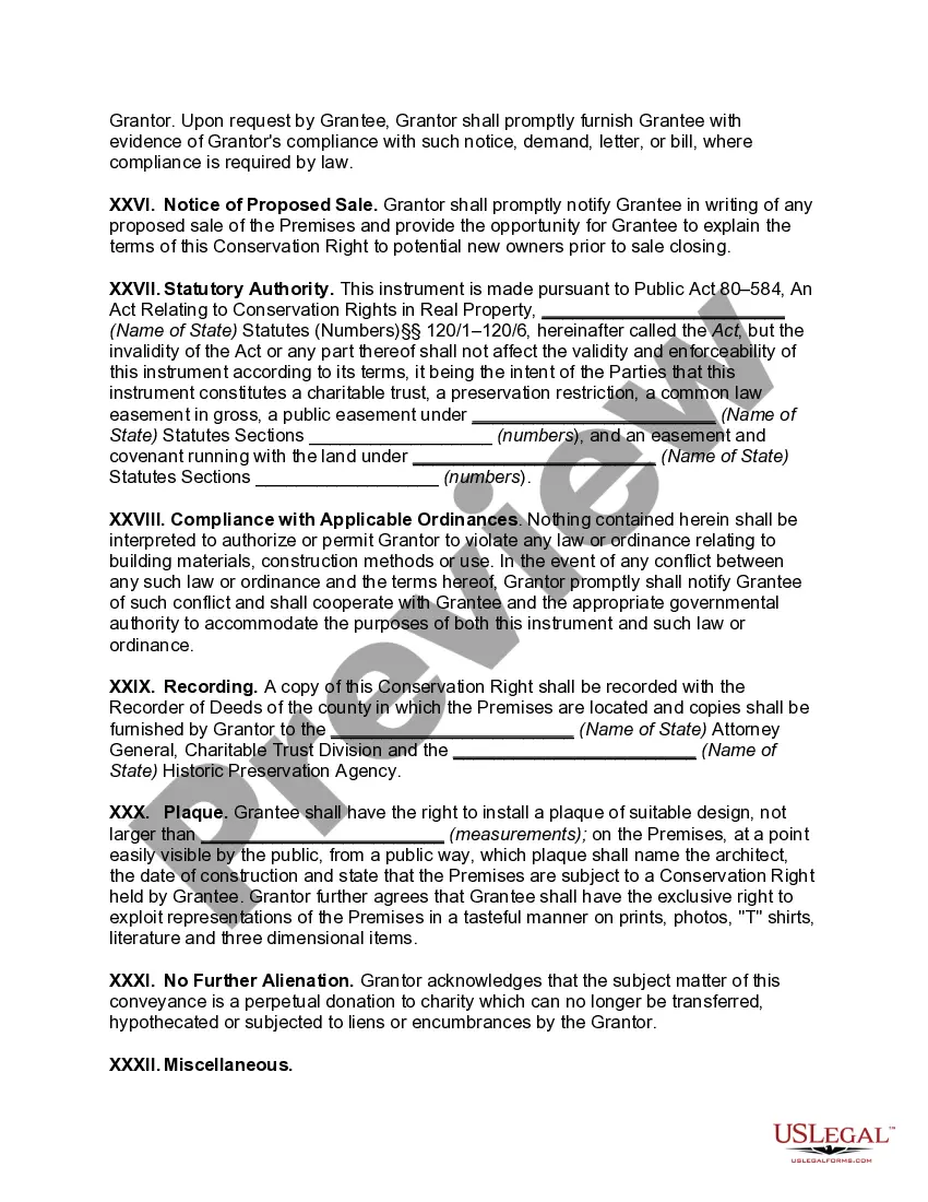 Preview Conservation Easement Agreement