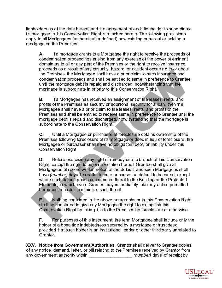 Preview Conservation Easement Agreement