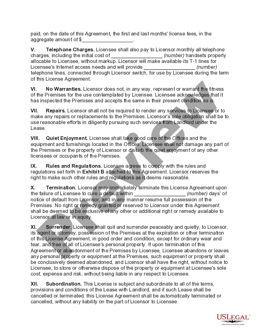 Preview License Agreement Use of Office Space