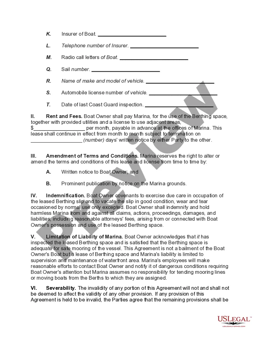 Preview Lease of Permanent Berthing Space