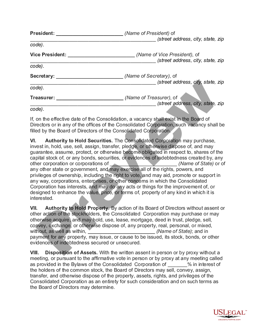 Consolidation Agreement | US Legal Forms