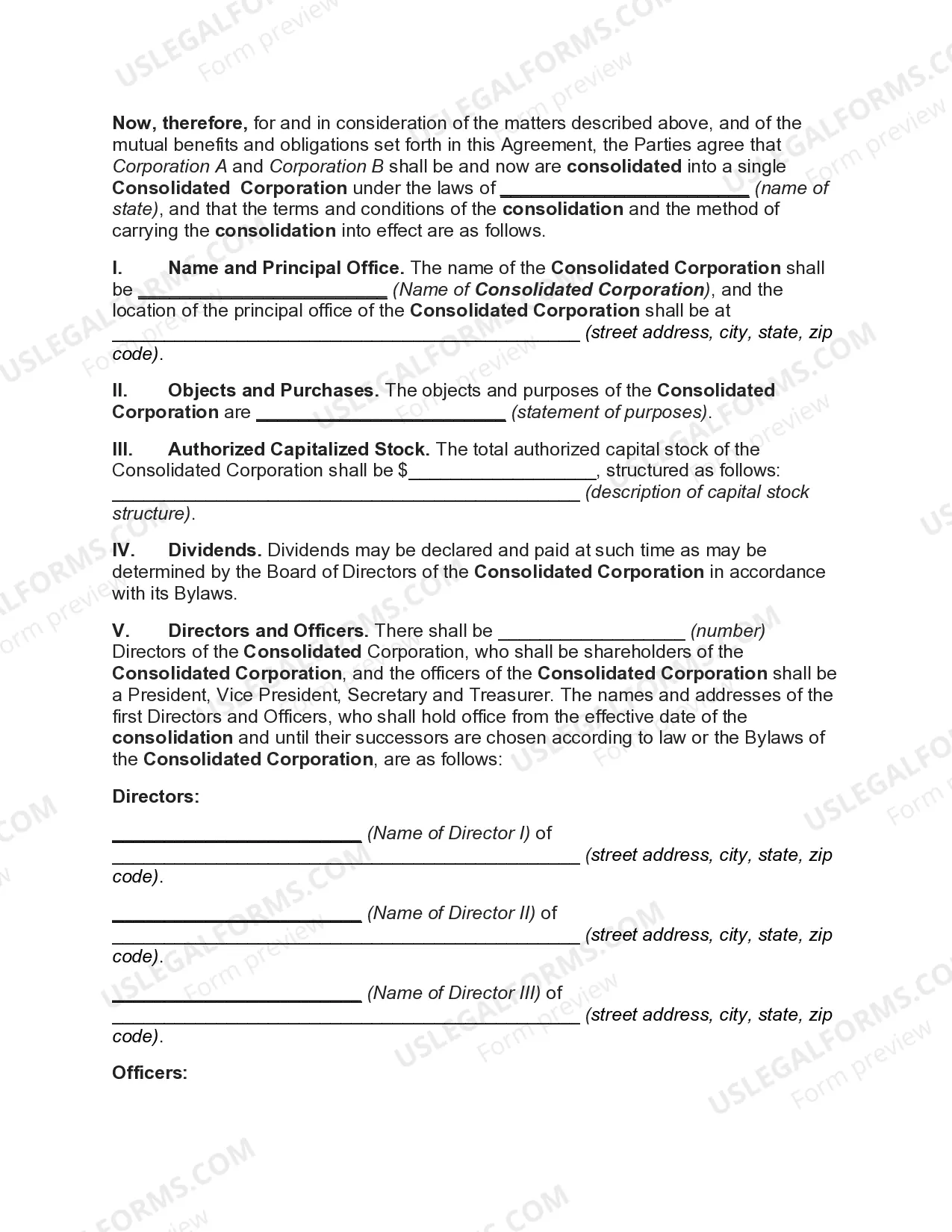 Preview Consolidation Agreement