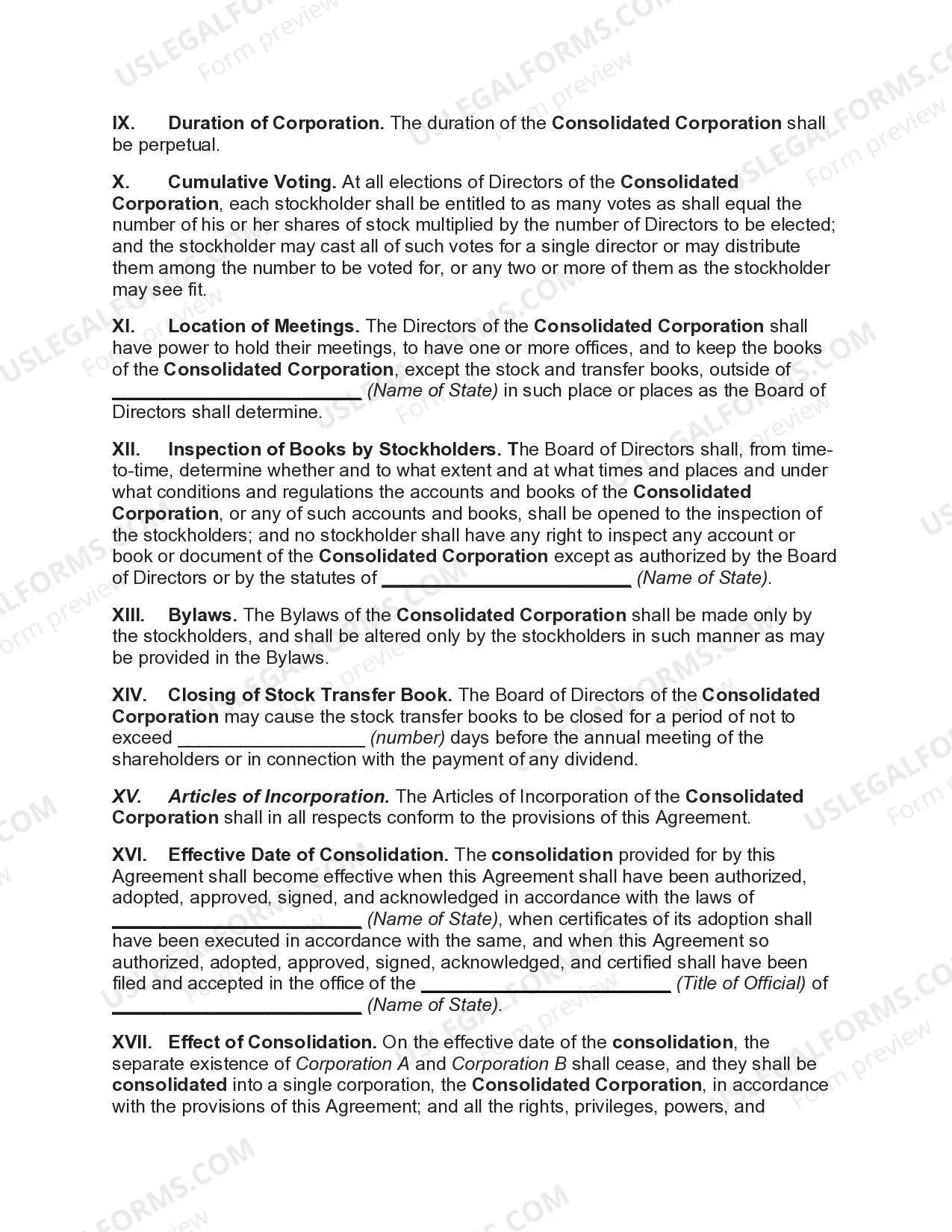 Preview Consolidation Agreement