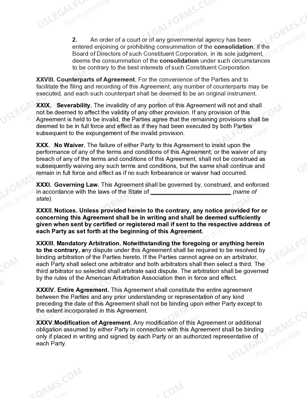 Preview Consolidation Agreement