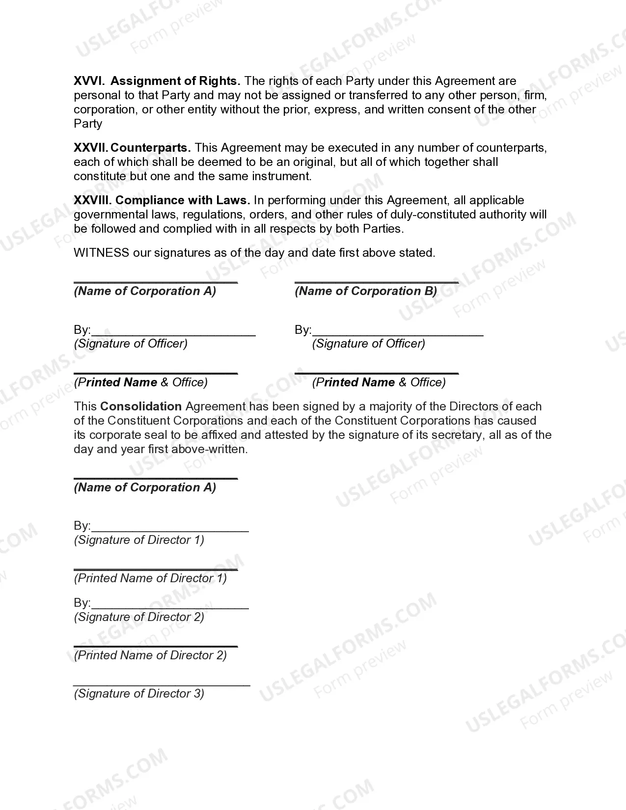 Preview Consolidation Agreement