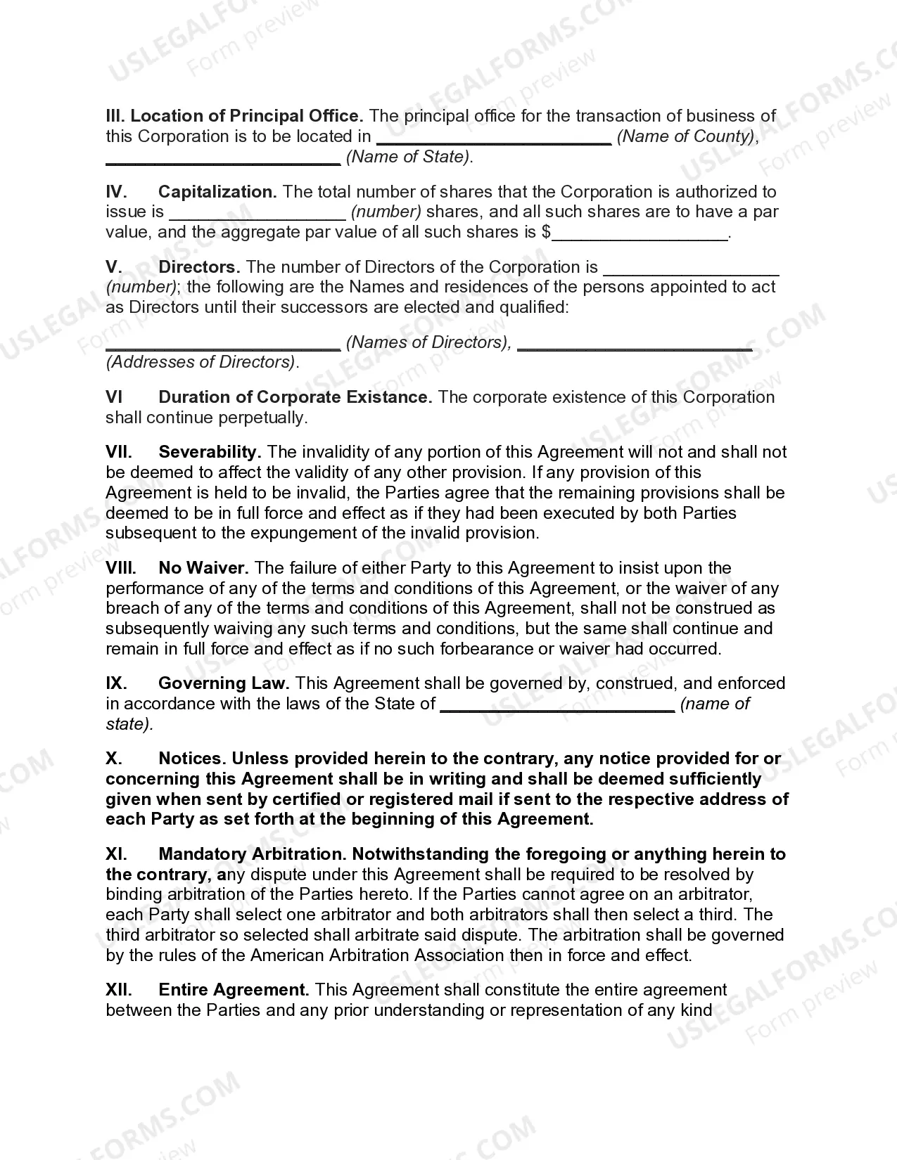 Preview Articles of Incorporation of ABC Bank