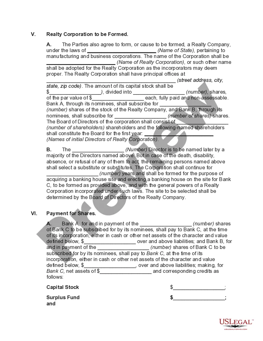 Get Agreement to Consolidate and Form a Bank C Preview Agreement to Consolidate and Form a Bank C