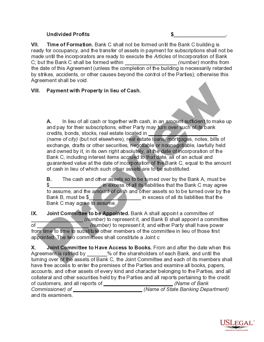 Get Agreement to Consolidate and Form a Bank C Preview Agreement to Consolidate and Form a Bank C