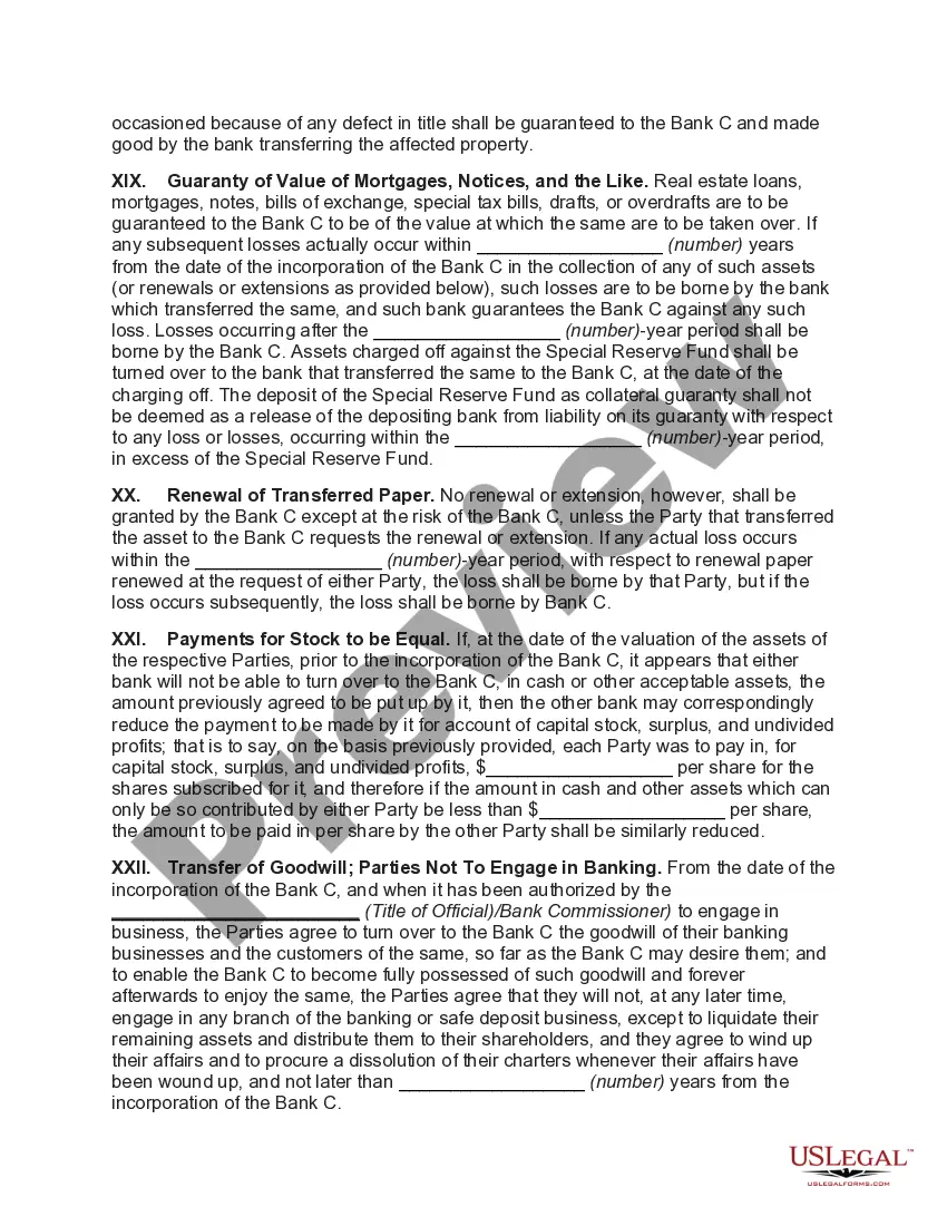 Get Agreement to Consolidate and Form a Bank C Preview Agreement to Consolidate and Form a Bank C