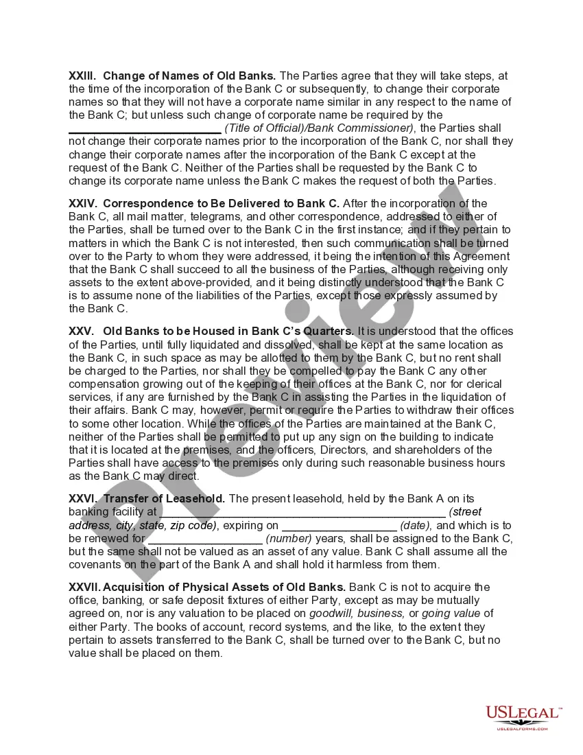 Get Agreement to Consolidate and Form a Bank C Preview Agreement to Consolidate and Form a Bank C