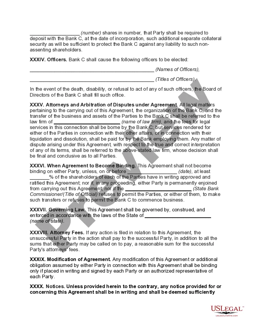 Get Agreement to Consolidate and Form a Bank C Preview Agreement to Consolidate and Form a Bank C
