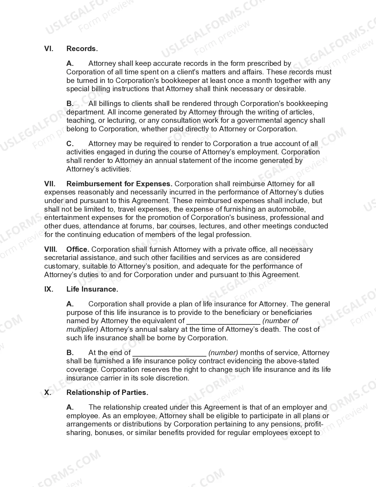 Preview Employment Agreement between Professional Corporation and Attorney