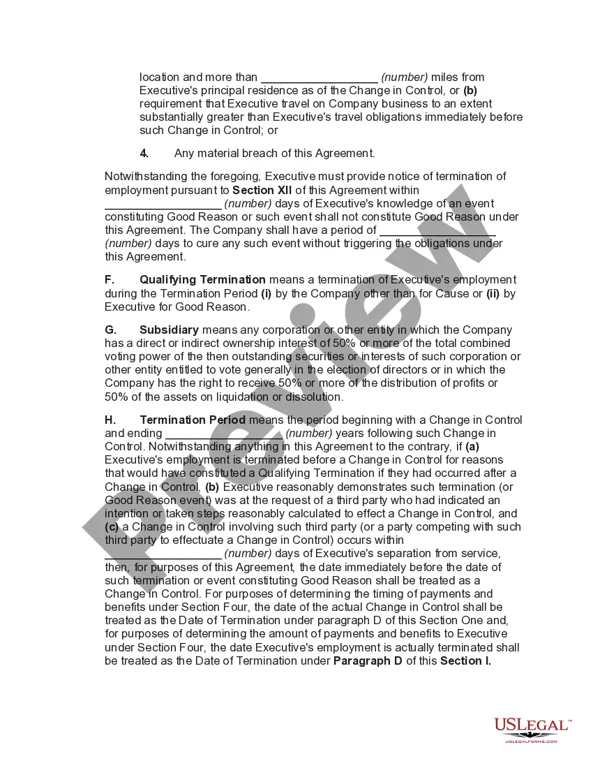 Preview Severance Agreement between Publicly Held Corporation and Executive - Change in Control Severance