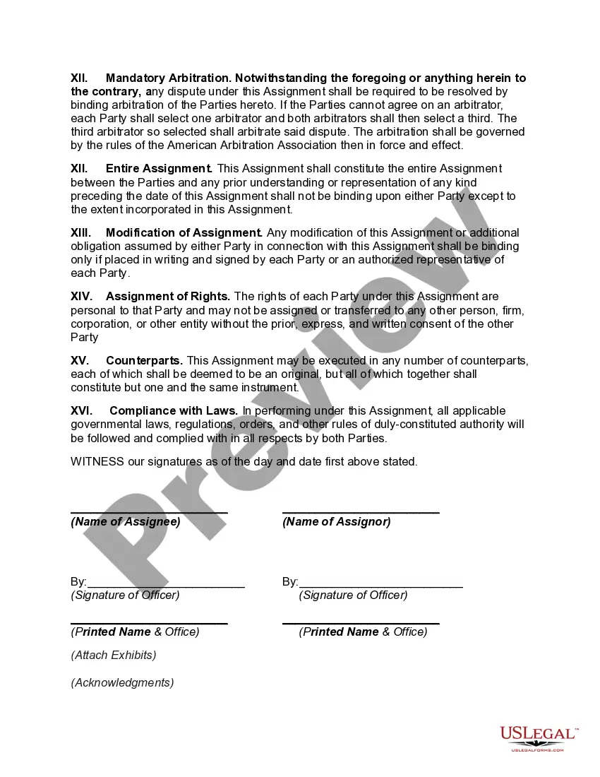 Preview Assignment of Leases regarding the Sale of Rental Property