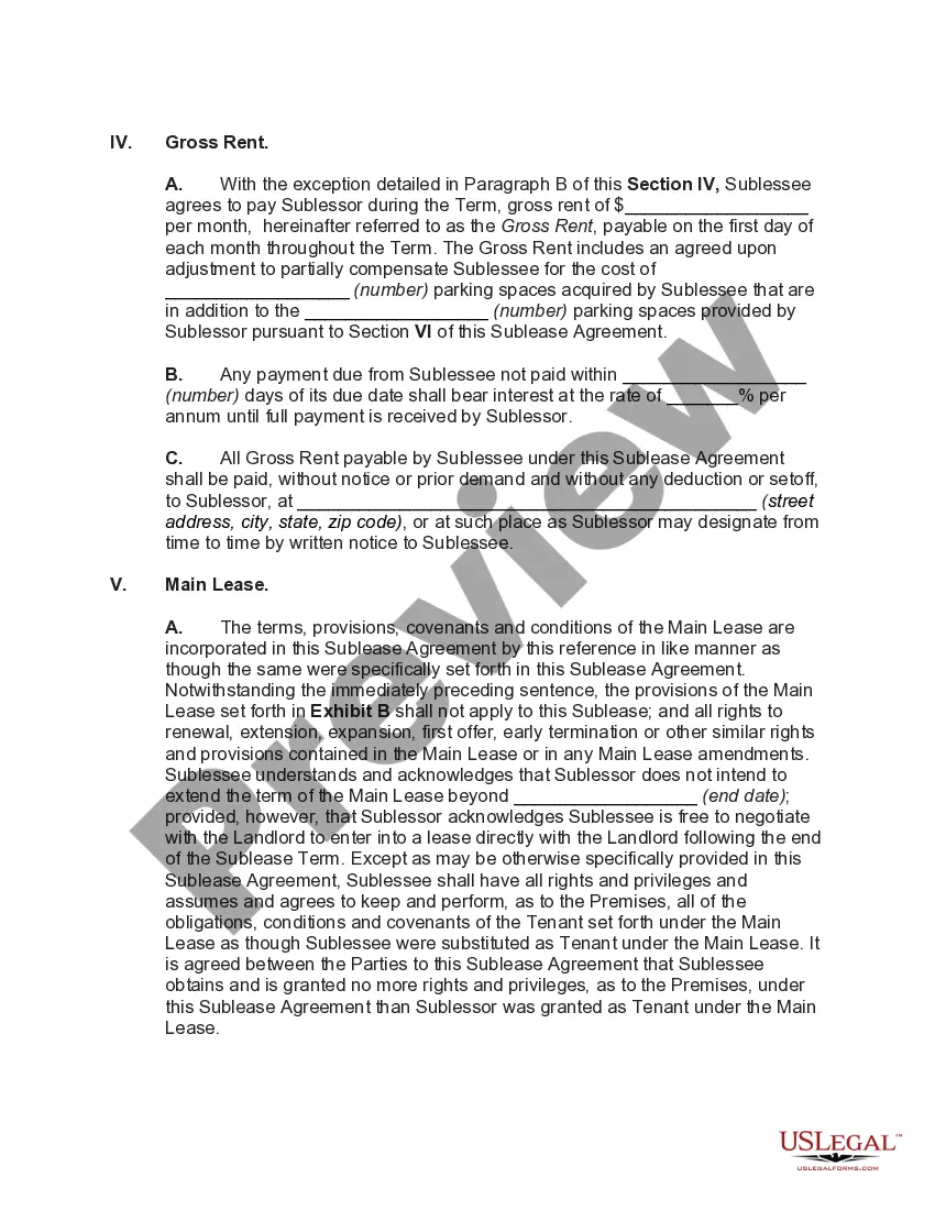 Preview Office Space Sublease the Right to use Parking Spaces