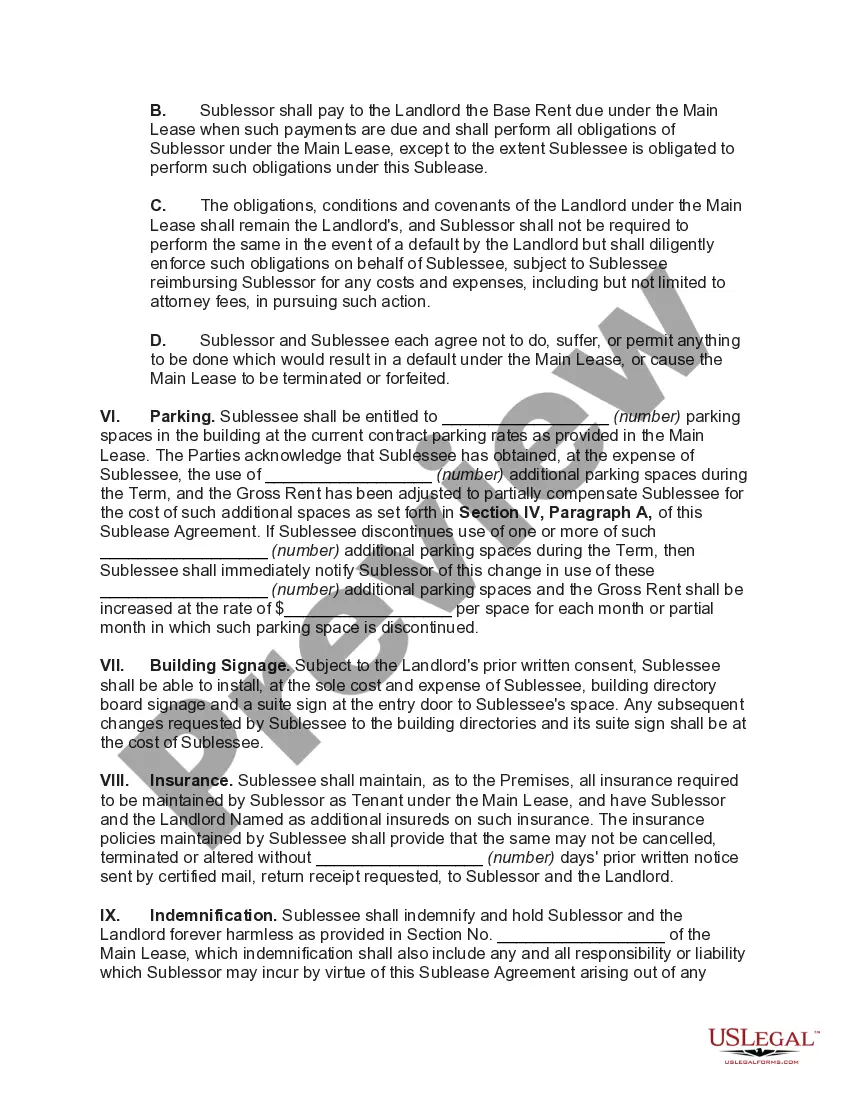 Preview Office Space Sublease the Right to use Parking Spaces