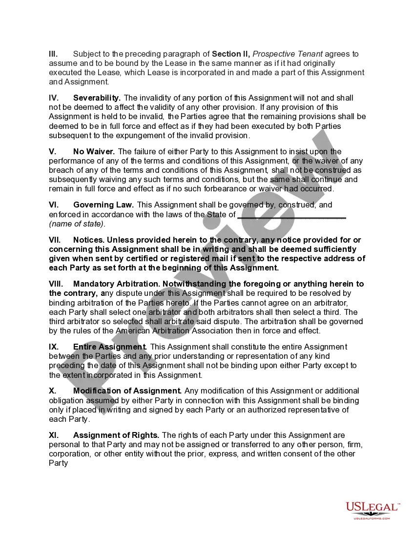Get Assignment of Lease of Real Property by Lessee with Premises Located in Shopping Center Preview Assignment of Lease of Real Property by Lessee with Premises Located in Shopping Center