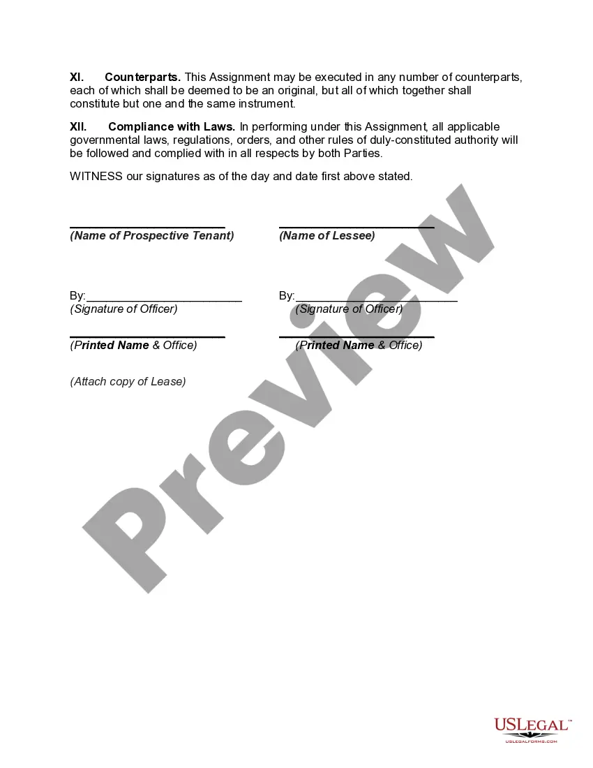 Get Assignment of Lease of Real Property by Lessee with Premises Located in Shopping Center Preview Assignment of Lease of Real Property by Lessee with Premises Located in Shopping Center