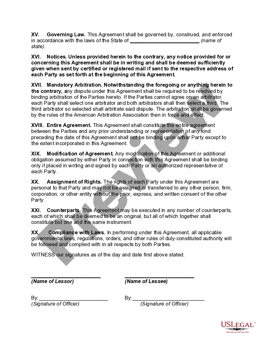 Preview Agreement between Prospective Lessor and Agent for Undisclosed Lessee - Option to Lease