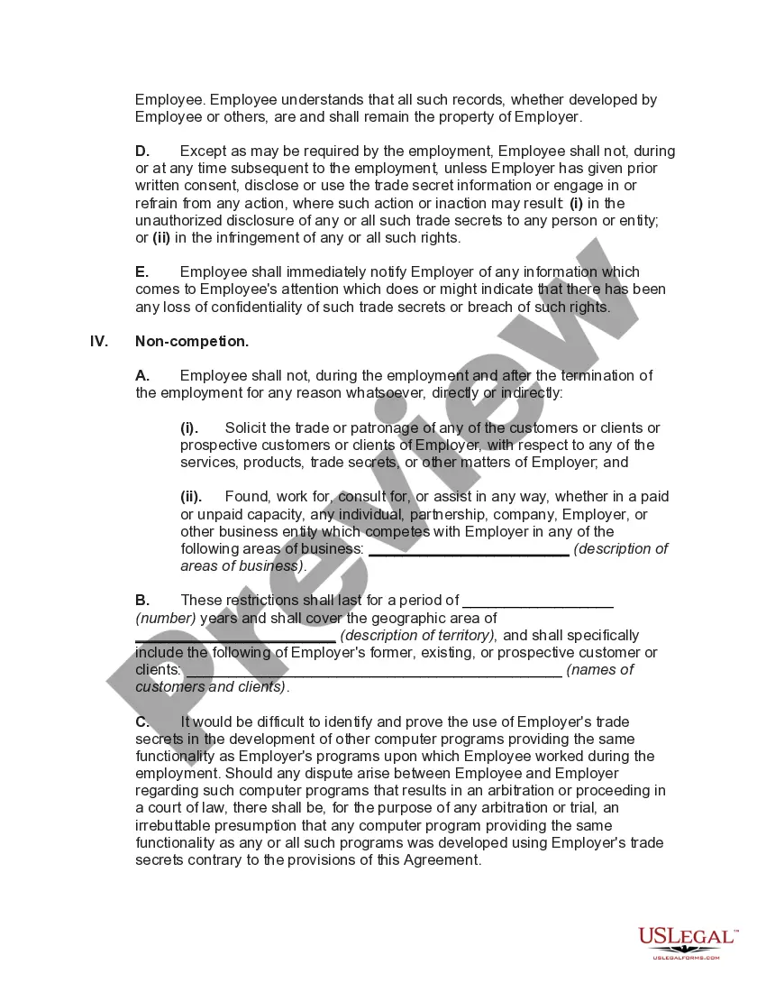 Preview Employment of Employee by Employer in Technology Business