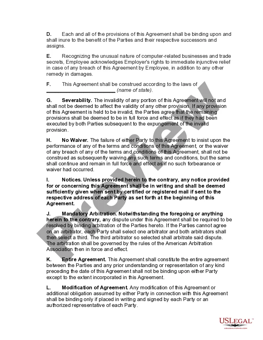 Preview Employment of Employee by Employer in Technology Business