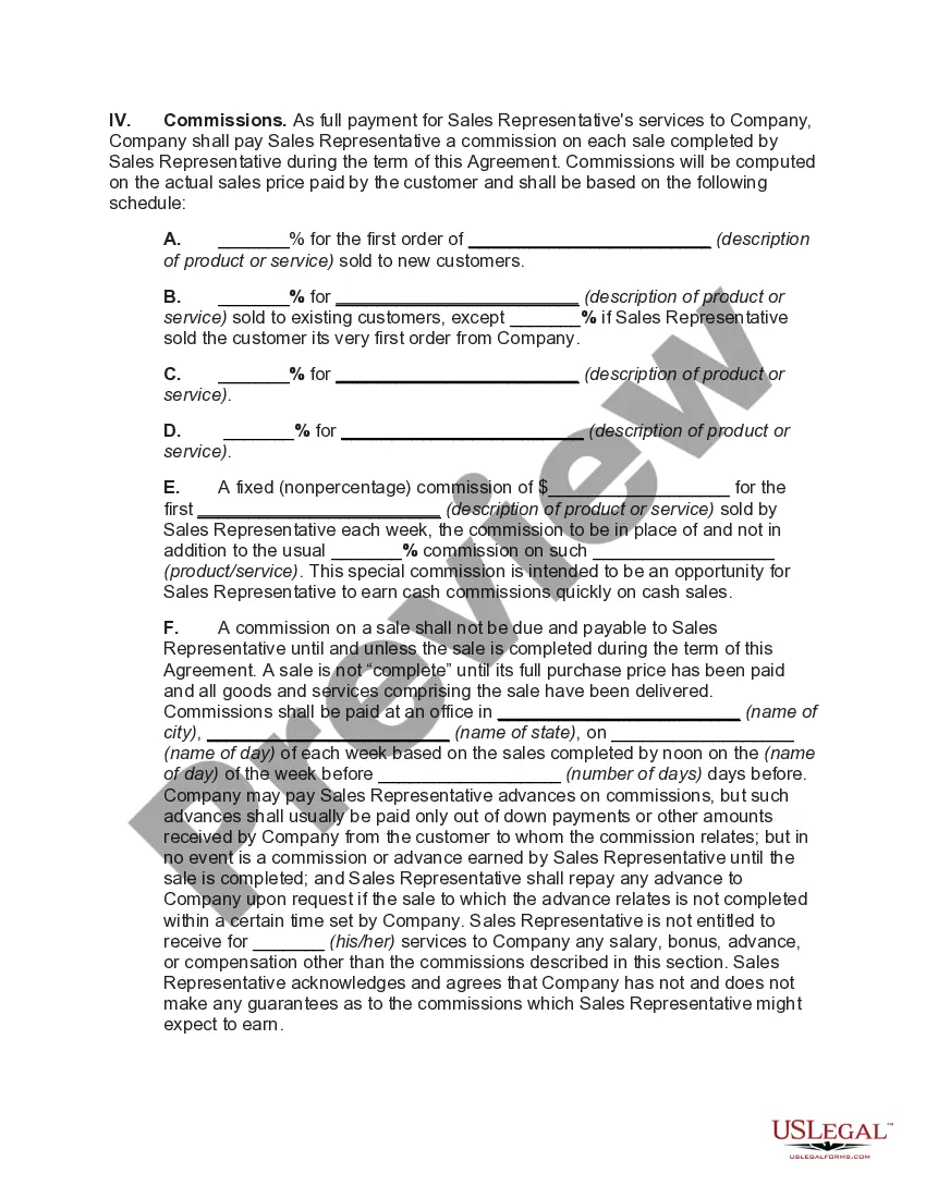 Preview Sales Agency Agreement with Minimum Performance Standard