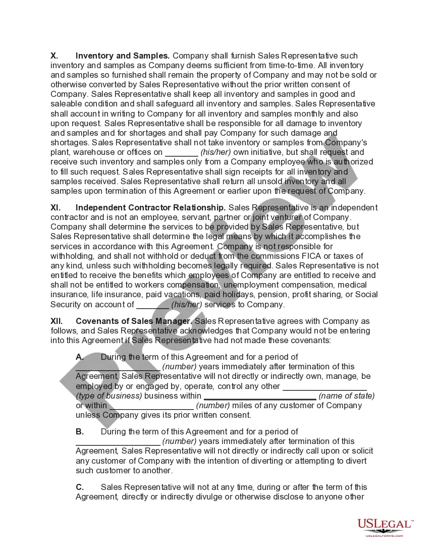 Preview Sales Agency Agreement with Minimum Performance Standard