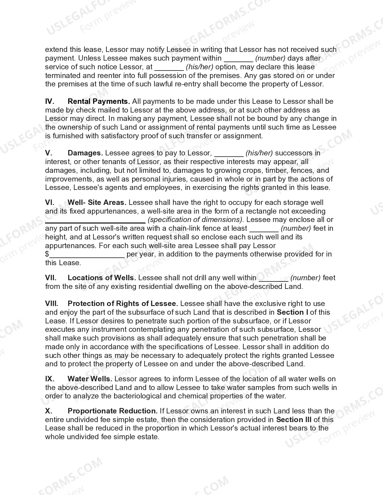 Preview Lease of Premises for Underground Gas Storage