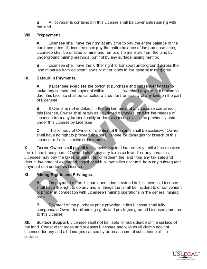 Preview Exploration License with Option to Purchase Minerals on Installment Payments