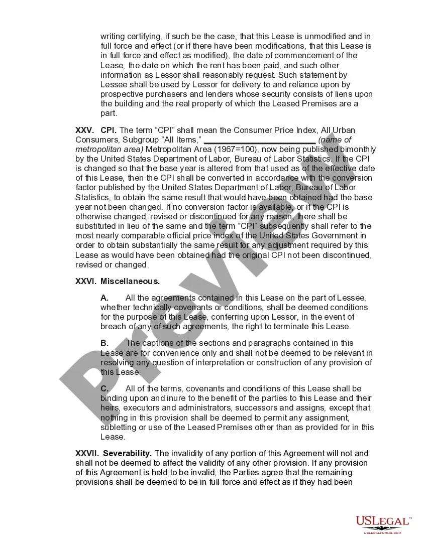 Preview Lease of Commercial Building with Option to Renew