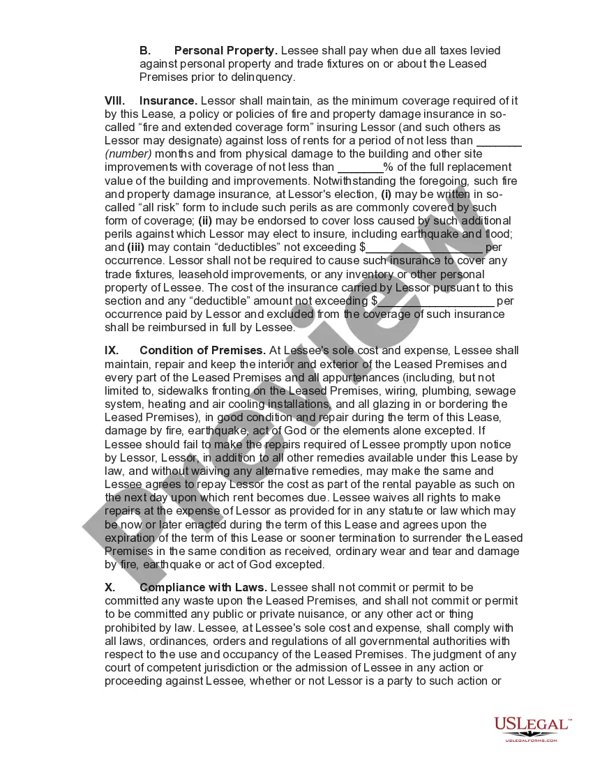 Preview Lease of Commercial Building with Option to Renew