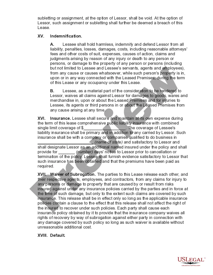 Preview Lease of Commercial Building with Option to Renew