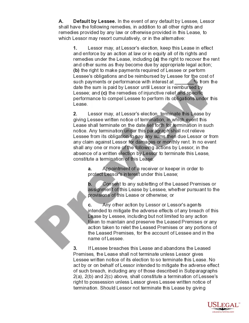 Preview Lease of Commercial Building with Option to Renew