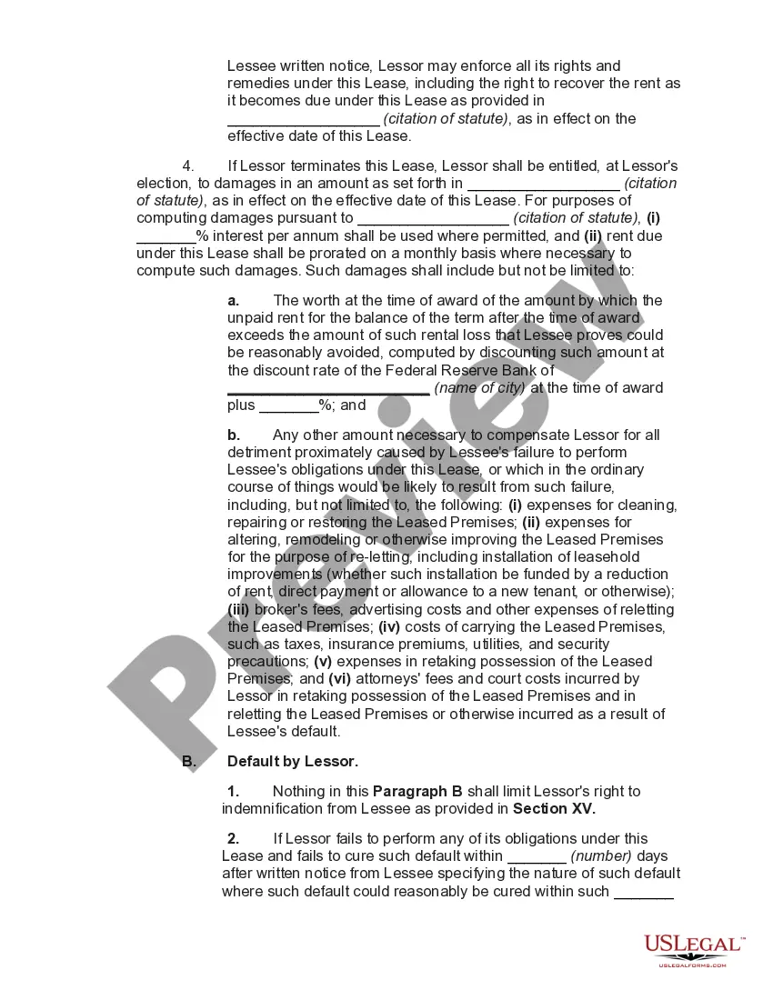 Preview Lease of Commercial Building with Option to Renew