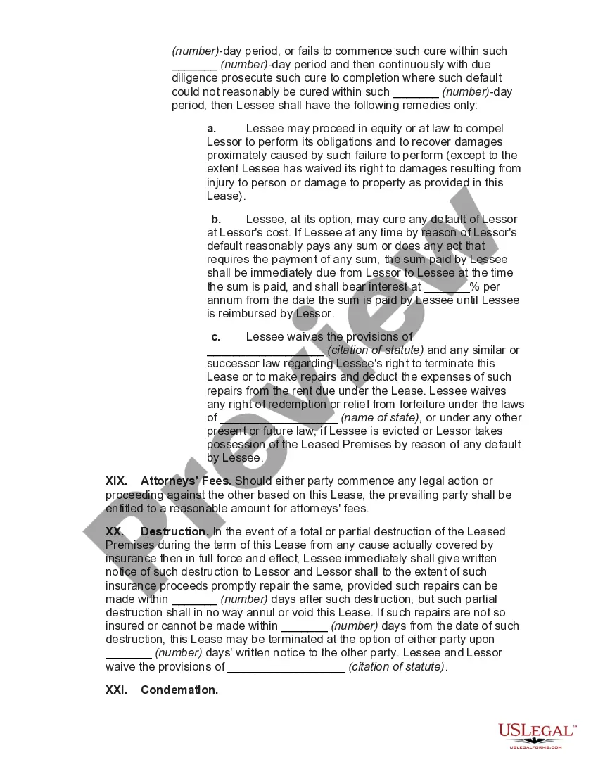 Preview Lease of Commercial Building with Option to Renew