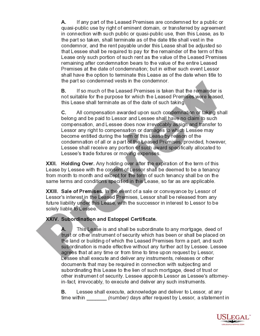 Preview Lease of Commercial Building with Option to Renew