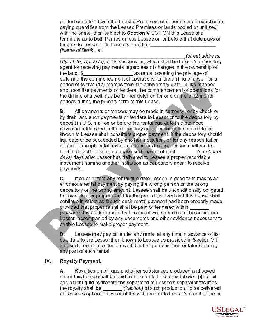 Preview Gas and Oil Lease with Pooling Lights and Warranty of Title with Pooling Subject to Pooling Criteria