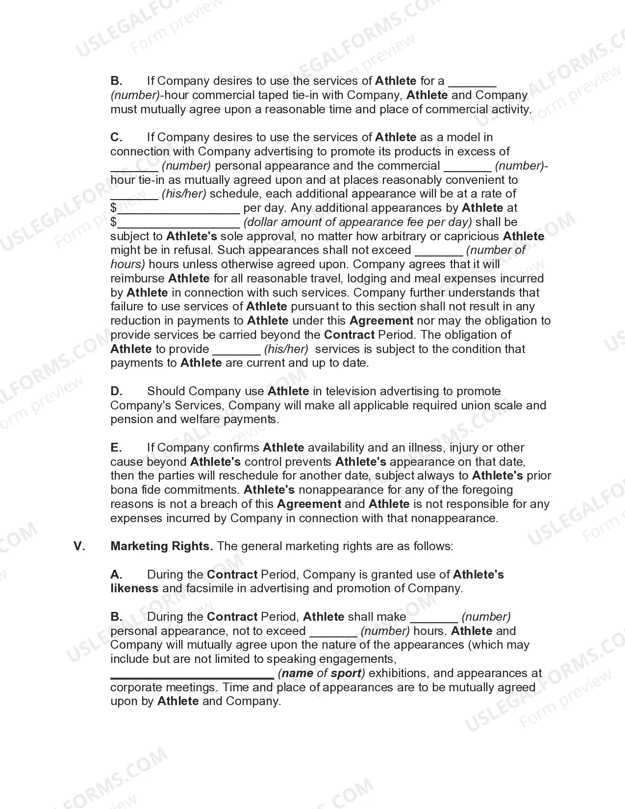 Preview College Athlete NIL Endorsement Agreement