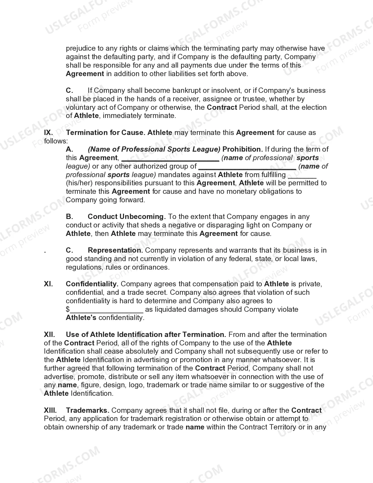 Preview College Athlete NIL Endorsement Agreement