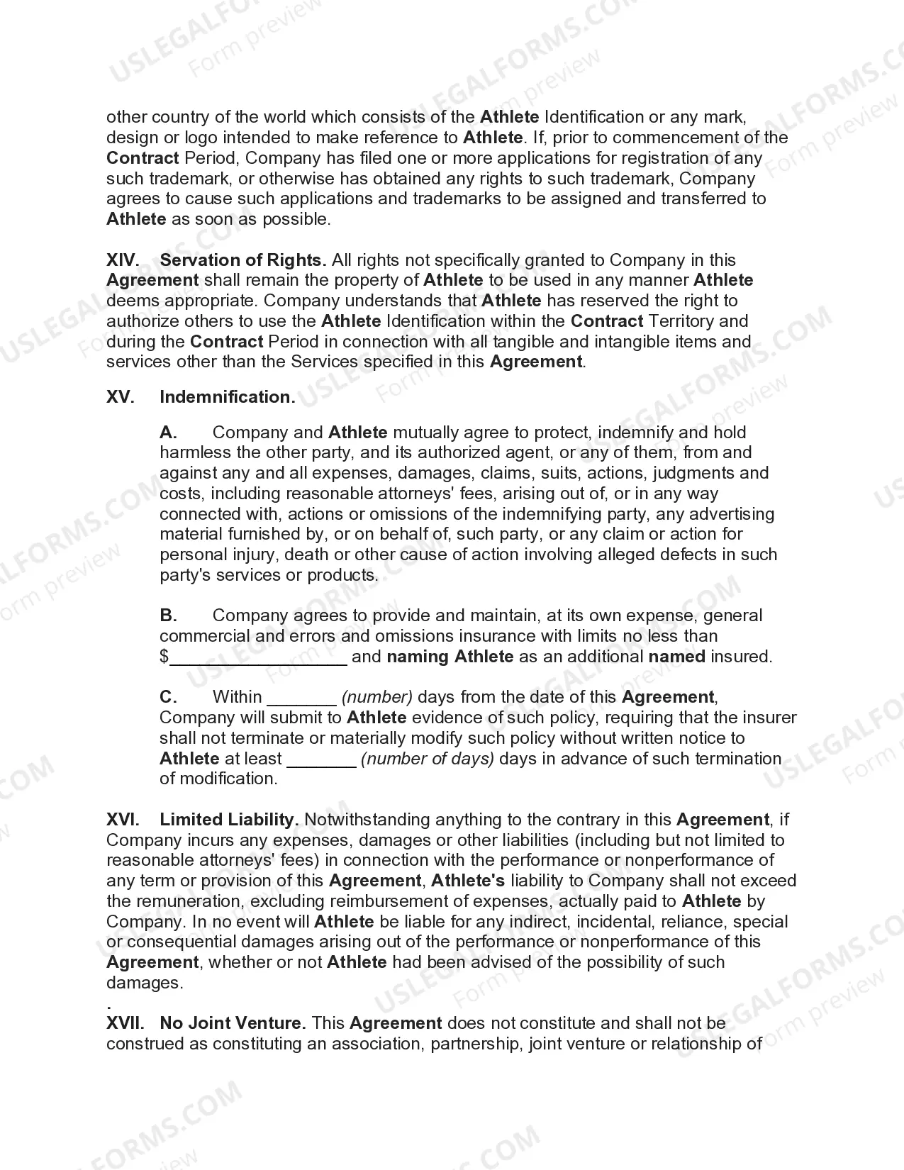Preview College Athlete NIL Endorsement Agreement