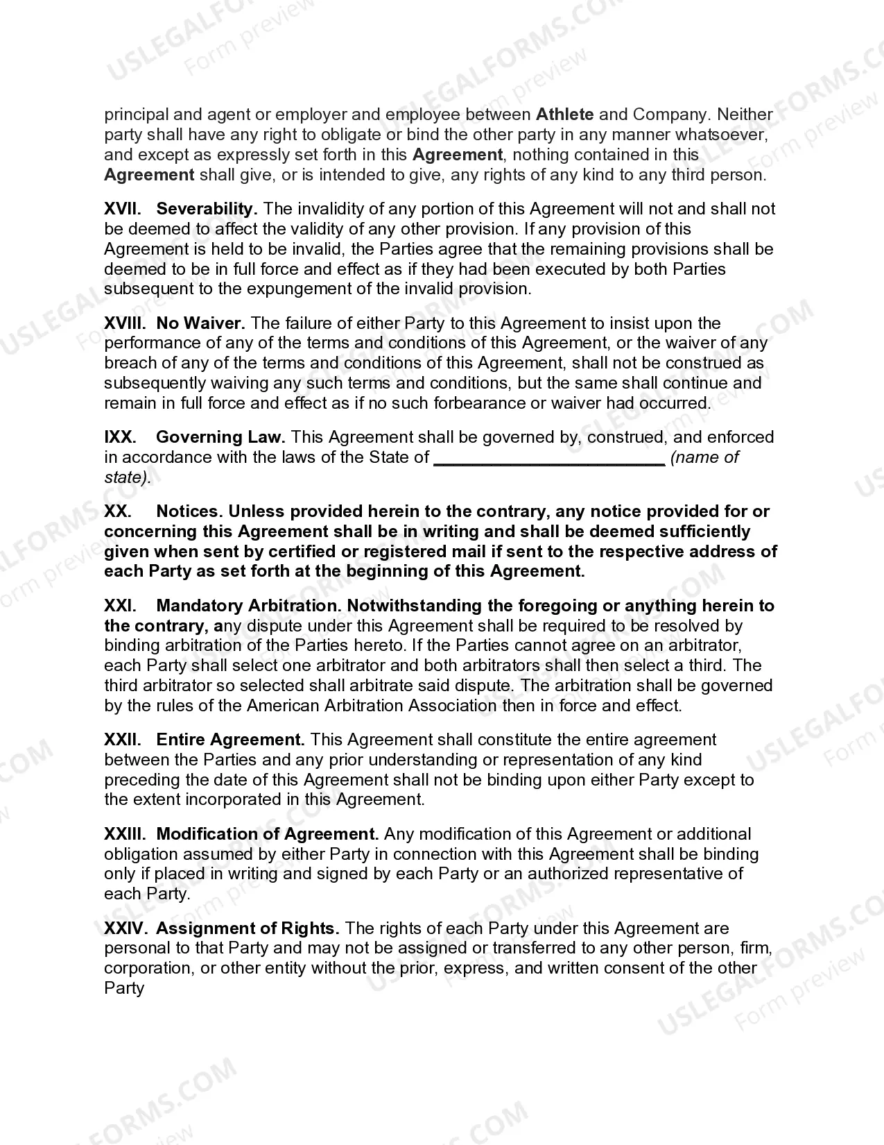 Preview College Athlete NIL Endorsement Agreement