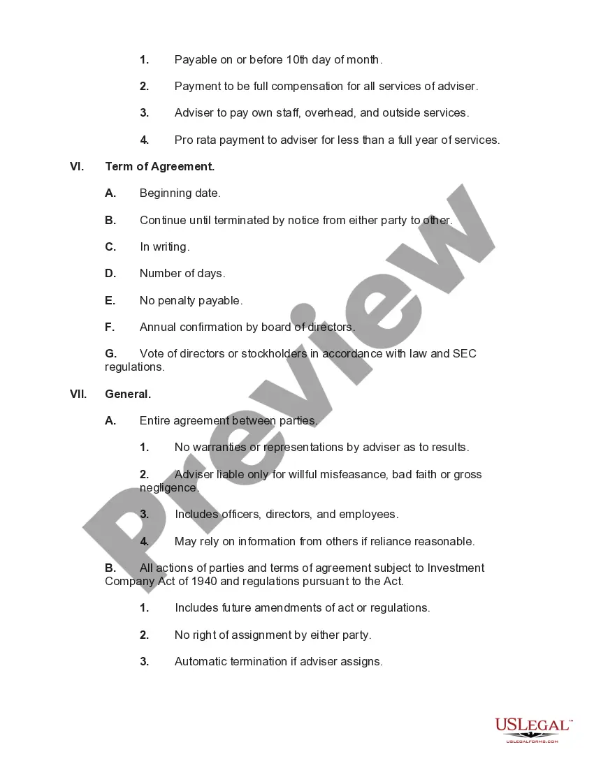 Get Matters to Consider when Drafting a Contract between Investment Company and Adviser Preview Matters to Consider when Drafting a Contract between Investment Company and Adviser