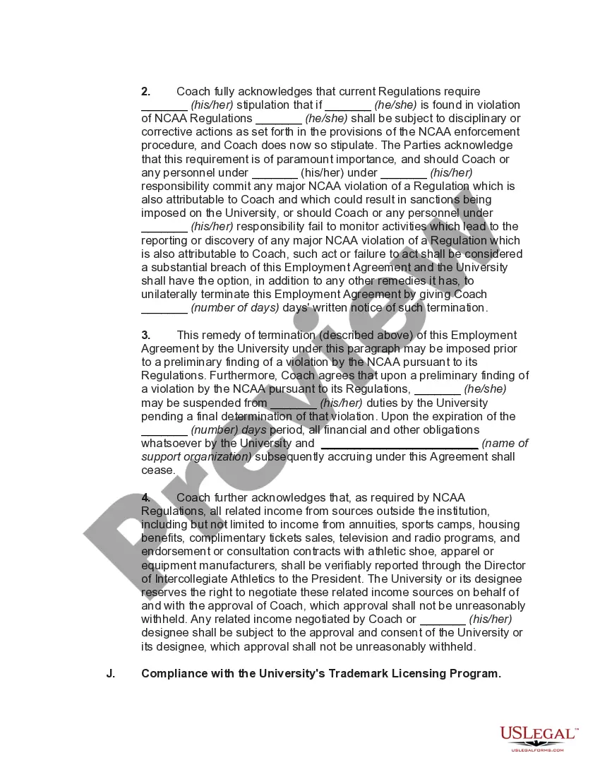 Preview Guarantee of Football Head Coach's Compensation by Support Organization