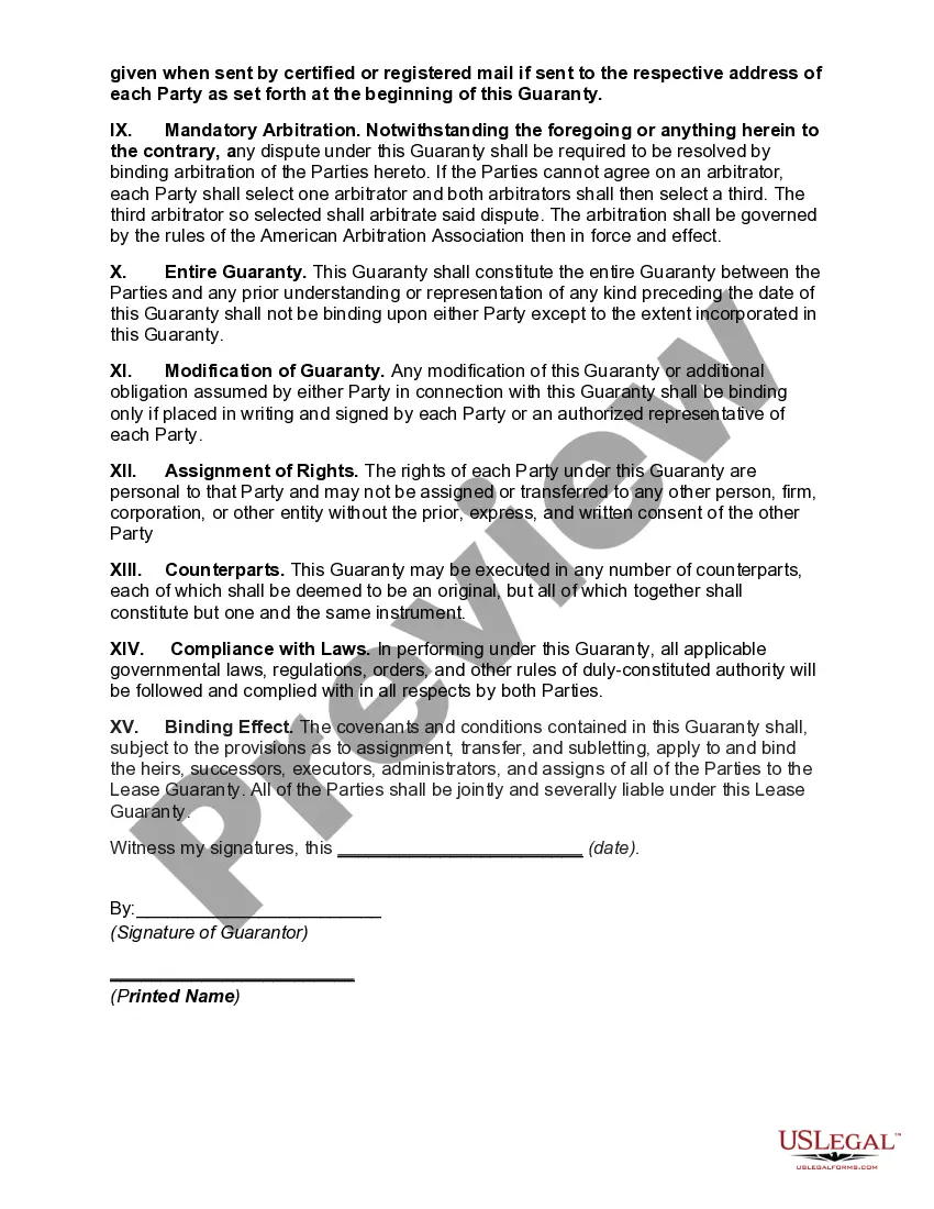 Preview Absolute Special Guaranty of Payment of Obligation